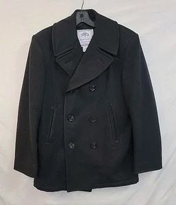 DSCP Coat 38R Men's Quarterdeck Military Navy  Black Wool Peacoat. See Pic  Flaw - Picture 1 of 19