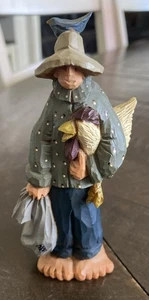 Williraye Studios Farm Boy mit Huhn & Vogel auf Kopf Harz Figur 4,25" - Bild 1 von 6