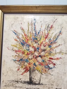 Vintage Oil on Canvas Floral Impressionist  Signed Framed 27 X 23 - Picture 1 of 10
