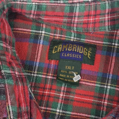 Men's Flannel Long Sleeve Button Down Red Plaid Shirt Size XXLT - Image 1 of 4