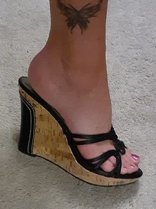 Charles by Charles David Cork & Patent Leather Wedge Heels Sz 8 - Picture 1 of 8