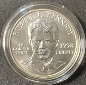 1998-S Robert F. Kennedy Commemorative BU Silver Dollar $1 RFK Coin In Capsule - Picture 1 of 2