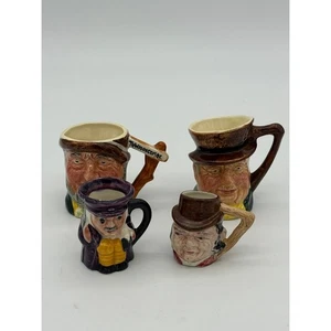 Lotto 4 Tazze Toby Personaggio Inglese Vintage Sandland Shorter Sterling England - Foto 1 di 12