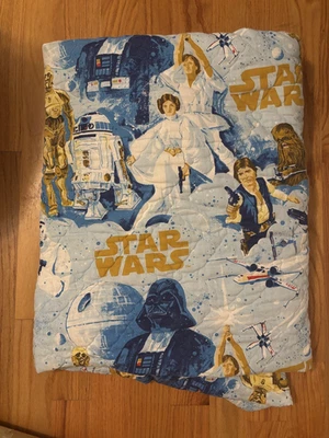 Star Wars Twin Bed Spread 1977 com Darth Vader, Luke, C3PO, - Imagem 1 de 2
