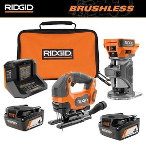 18V Brushless Cordless 2-Tool Combo Kit, Jig Saw, Router, (2) 4.0 Ah Batteries - Picture 1 of 7