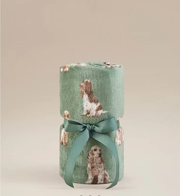 GREEN SPANIEL DOG THROW BLANKET SUPERSOFT 120x150cm New - Image 1 of 2