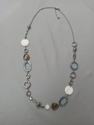 Lia Sophia Victoria Mother of Pearl, Resin & Glass Beads Silver Tone Necklace  - Image 1 of 4