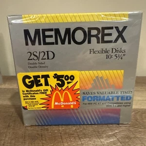 Memorex 2S/2D 5.25" Flexible Floppy Disks 10 Pack IBM Formatted Sealed Box - Picture 1 of 13