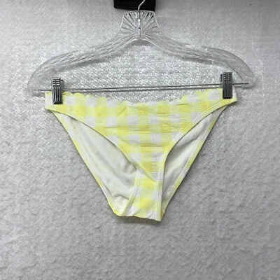 Accessorize Women's Yellow White Check Pull On Beach Bikini Bottom Size 10 - Image 1 of 4