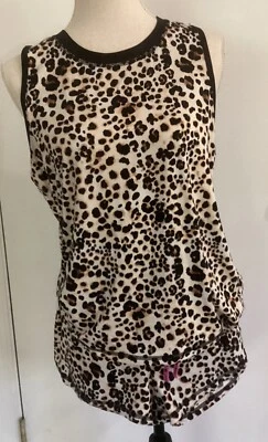 Conjunto de pijama Betsey Johnson ropa de dormir leopardo para mujer talla S excelente estado Foto 1 de 4