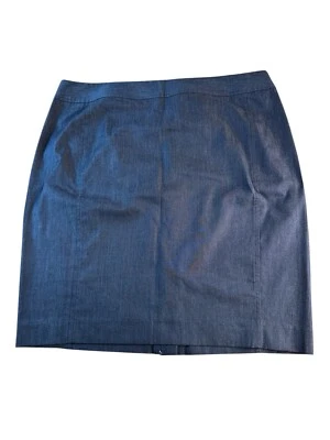 LOFT Woman’s Deep Dark Blue Lightweight Denim Skirt Straight Pencil Sz 14 P New - Image 1 of 4