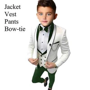 New Boy's Suit Set 3 Pieces Tuxedo for Formal Blazer Vest and Pants Kids Outfit - Picture 1 of 37