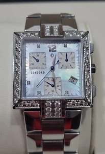 Concord La Scala 30mm Diamond Bezel Chrono 23Jewels Quartz Ladies 14.H1.1371 S - Picture 1 of 11