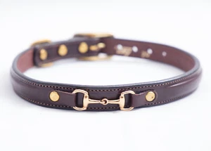 Collar de perro Tory de cuero levantado con broca de bufanda, habana o negro, talla 12-26 - Imagen 1 de 4