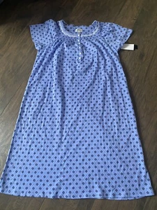 Aria Women's Blue Cotton Poly Night Gown Size Medium Short Sleeve NWT Pockets - Picture 1 of 3