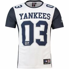 New York Yankees MLB Majestic Men's Dene Poly Mesh T-Shirt Jersey - White - New