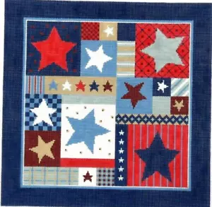 Susan Roberts Cube Lace Patriotic Quilt Handpainted Needlepoint Canvas - Picture 1 of 1