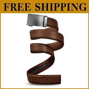 Stylish Men's Ratchet Leather Belt, 40mm with Scratch-Resistant Metal Buckle - Picture 1 of 4