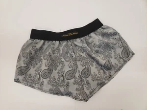 hand made SILVER woman silk paisley night shorts, boy short, made in france - Picture 1 of 2