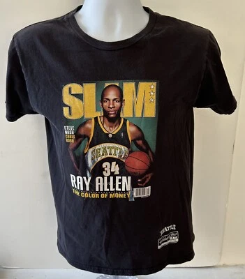 Mitchell & Ness Ray Allen Seattle Supersonics Slam Magazine T Shirt 100% Cotton - Image 1 of 4