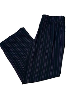 Bar III Striped Wide Leg Pants Black & Pink Pin Striped Women’s Size 10 Office - Picture 1 of 11