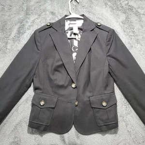 Bandolino Stretch Womens Sz 6 Solid Black Button Lined Blazer Jacket Career - Picture 1 of 11