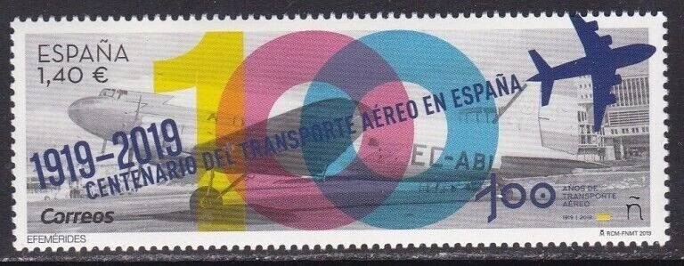 Efemérides. Centenario Transporte aéreo  2019  Edifil  5339 Nuevo** (MNH) - Imagen 1 de 1