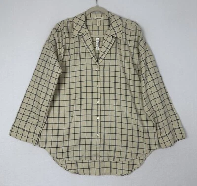 Madewell Flannel Bedtime Pajama Top Checker Beige Drop Shoulder Size M NWT - Image 1 of 4