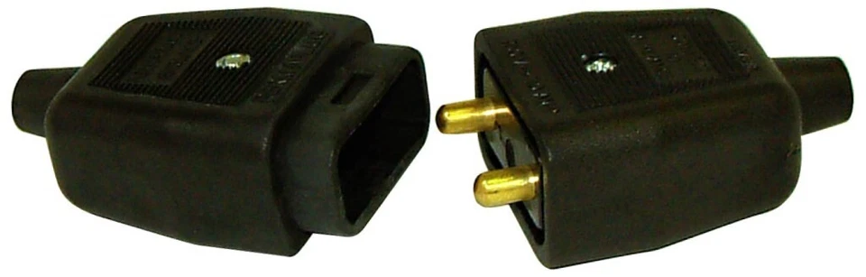 MASTERPLUG 10 amp 2 Pin Rubber Composite Flex Cable Connector Flymo Lawnmower Hedge Trimmer