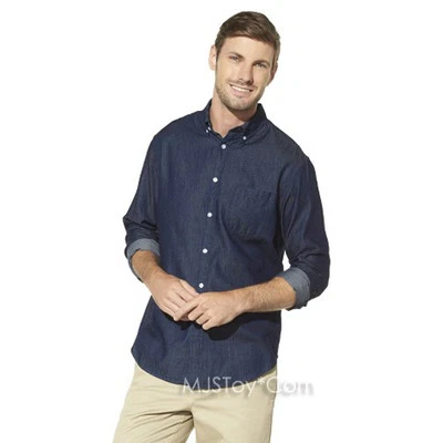 NWT Merona Men Long Sleeve Classic Fit Button Down Chambray Denim Shirt Top - Image 1 of 2