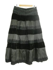 New Vtg Carole Little Womens 8 Green Satin Velvet  Lace Gathered Midi Skirt NWT - Picture 1 of 10