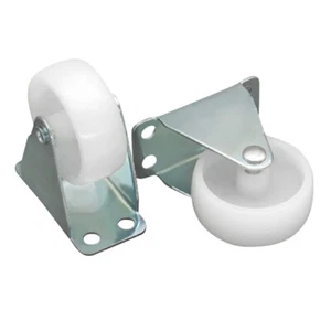 2pc Fixed Castor Wheels 1.5" Trolley Furniture Appliance Equipment Plastic Metal - Picture 1 of 10