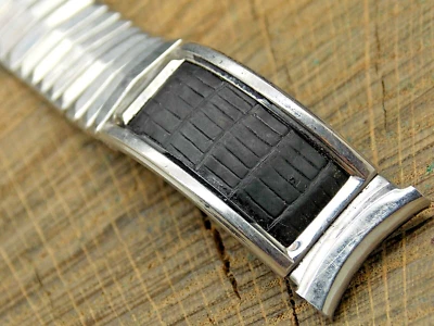 Винтажный ремешок для часов подержанные нержавеющая сталь и крокодил расширение 17,5 мм Duchess - Изображение 1 из 4