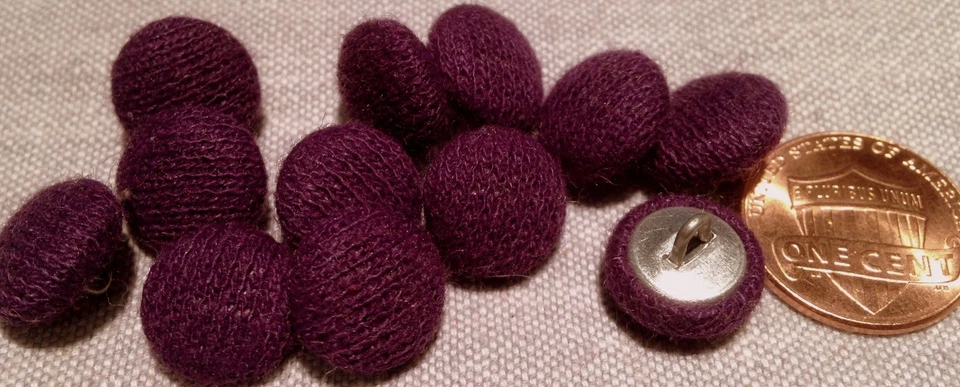 12 Knit Fabric Front Metal Back Shank Buttons Purple 11.7mm 7/16" # 7900 - Image 1 of 1