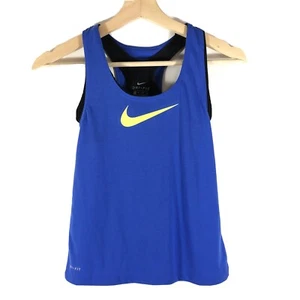 Nike Dri Fit Breathe 2-in-1 Tank Top Blue Girls XS - Picture 1 of 5