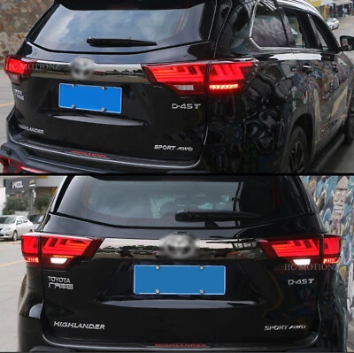 LED Tail Lights For Toyota Highlander 2014-2019 Red 4PCS Rear Lamp Animation DRL - Image 1 of 4