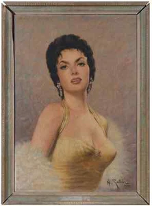 Portrait of Gina Lollobrigida, Starlet, Oil, by Gina Allesandro Galbier, 1956!! - Picture 1 of 8