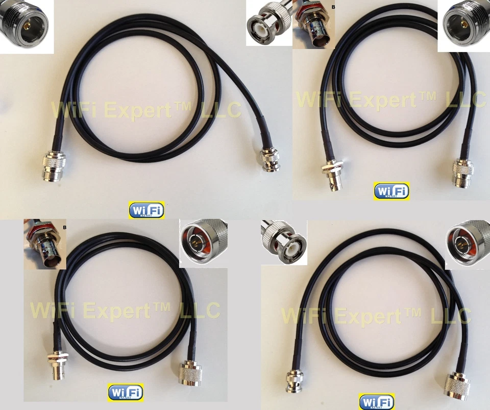 1 x RG58 N MALE N FEMALE to BNC MALE or Female Bulkhead RF Pigtail Cables USA - Image 1 of 1