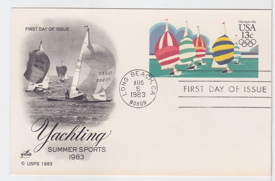 TurtlesTradingPost- Olympic Yachting Postal Card- 1983- FDC #UX100- Artcraft - Image 1 of 1