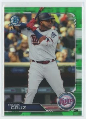 2019 Bowman Chrome Nelson Cruz 44/99 Minnesota Twins Green Refractor - Image 1 of 2