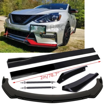 For Nissan Sentra Front Bumper Lip Spoiler Splitter + Side Skirts + Rear Lip - Imagem 1 de 4