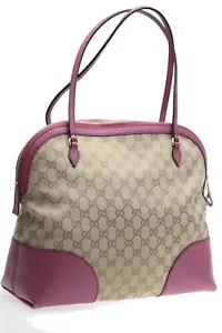 GUCCI "Bree Dome" GG Monogram, Beige Canvas with Mauve leather accents, Medium - Picture 1 of 12