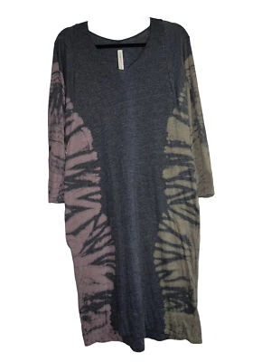 RAQUEL ALLEGRA Basic Tie Dye Gray Dolman Sleeve Dress Sz 2/ Medium - Image 1 of 4