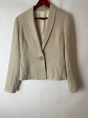 Blazer JENNI KAYNE Mujer Lino Beige Forrado Un Botón Ajustado 4? Foto 1 de 4