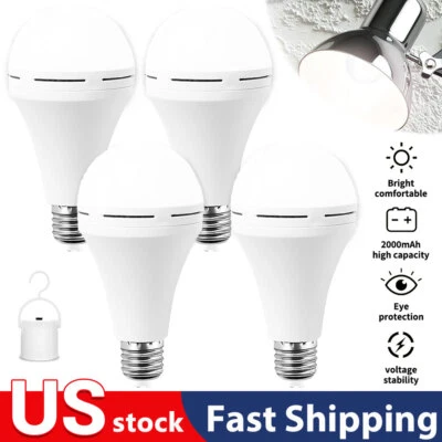 4PCS Rechargeable Light Bulbs Emergency Lights for Home Power Failure 12W LED - Image 1 of 4