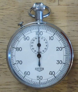 HEUER c. 1950 STOPWATCH 100th Minute Hands, 30 Min Dial, 2 Button 7 Jewel Timer - Bild 1 von 11
