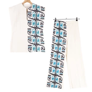 Canyon Sportswear Outfit Top Pants Women Small Multicolor Woven Tribal Print Vtg - Picture 1 of 17