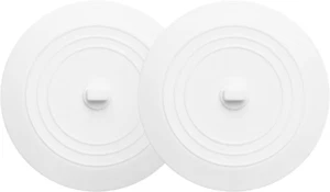 White Bathtub Drain Stopper (2 pieces) 5" Silicone Kitchen Bathroom Bath Tub Dra - Picture 1 of 7