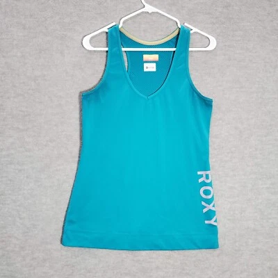Roxy Women Top XL Blue Athletix Sleeveless Tank Racerback Logo READ - Image 1 of 4