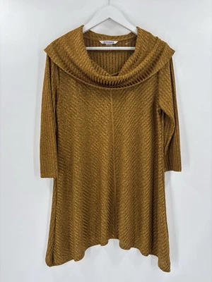 Suéter túnica Peter Nygard para mujer mediano dorado marrón capucha cuello mangas largas Foto 1 de 4